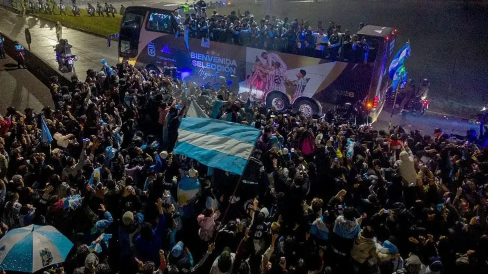 Argentina fans lined the streets to welcome the team home